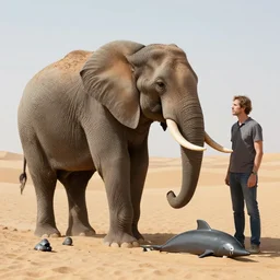 🐘 as 🤖 as 👽 as 🐳, desert, detailed photography, by greg rutkowski and edgar maxence
