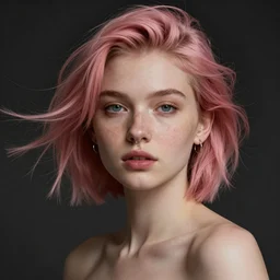 beautiful russian girl with cute freckles and short faintly colored in pink hair and septum piercing, thin round earrings, winds of winter, au naturel, hyper detailed, digital art, trending in artstation, cinematic lighting, studio quality, smooth render, octane rendered, concept art, sharp focus, illustration, art by artgerm and greg rutkowski and wlop