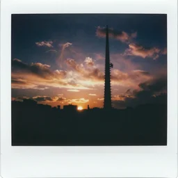 polaroid of a dream reflection, double exposure, high contrast, colour splash
