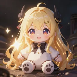 extremely cursed kawaii fumo plush girl with magical powers
