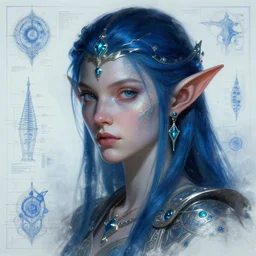 portrait of jewel elf oracle physically accurate, moody dynamic lighting, very very intricate, very very elegant, highly detailed, digital painting, artstation, in the style of Rob Lefield and Dan Mumford , trending on artstation, digital art,surrealism ,macro,blueprint ,vaporwave ,