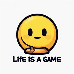 life is a game, digital art, iconic icon, 2 d vector logo, cartoon, t - shirt design
