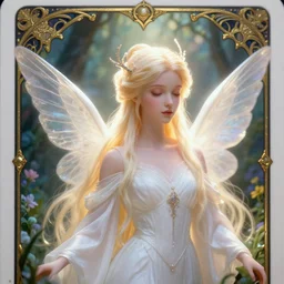 2 8 mm macro headshot of a ethereal magical young winged fairy princess wearing a white robe in a fantasy garden, d & d, fantasy, intricate, rim light, god rays, volumetric lighting, dark souls, elegant, highly detailed, digital painting, artstation, concept art, smooth, sharp focus, illustration, orthodoxy, art by greg rutkowski, maxfield parrish and alphonse mucha, new art nouveau, soft lighting, tarot card