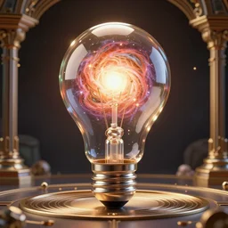 complex 3 d hyper realistic smooth ultra sharp render of the big bang, inside a light bulb, intricate digital art, art gem, trending artstation, elegant, ornate, aesthetically pleasing, detailed picture, concept art, product placement, 8 k, high detail, by michelangelo