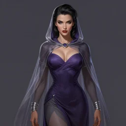 Full portrait of Electromancer , male, gorgeous, beautiful face, dark purple garments, grey robes, silver bracelets, transparent cloak from neck to ankles, pin-up, highly detailed, detailed face, smooth, sharp focus, digital painting, illustration, by by Albert Aublet, Krenz Cushart, WLOP and Sakimichan, artstation, chiaroscuro
