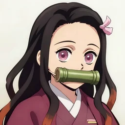model face gal gadot as nezuko from demon slayer ねずこイラスト wearing bamboo muzzle by artgem by greg rutkowski trending on artstation