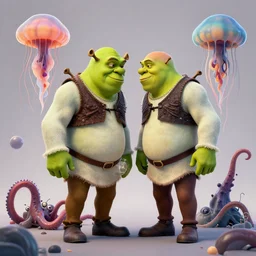 Vin diesel face as Shrek , tentacles, unnatural shapes, jellyfish, insect, octane render, 3d digital art by beeple, unreal engine 5, award winning