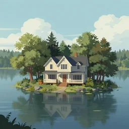 house by lake, trending on artstation, by Noah Bradley