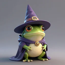 a frog wizard. pointy wizard hat and robes, octane render, artstation