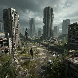 a abandoned city governed by void people, octane render