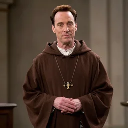 Adrian Monk dressed as a medieval monk