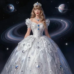 taylor swift as a princess of planet uranus, outer space, intricate, elegant, highly detailed, digital painting, artstation, concept art, smooth, sharp focus, illustration, art by frank frazetta, william mortensen, arny freytag