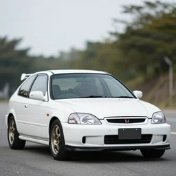 photograph of an itasha Honda Civic EK9 Type-R, sigma 85mm f/1.4, 4k, depth of field, high resolution, 4k, 8k, hd, full color