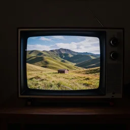 watching old tv in dark room