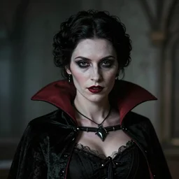 portrait of a lady vampire, 35mm, victorian, depth of field, ominous, sharp, highly detailed, photorealistic, realistic, unreal 5, high definition, 8k, deviantart, irwin penn, Alphonse Mucha