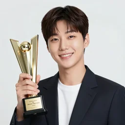 a portrait of moon ho joon, held a trophy on his hand, happy face, highly detailed, art by artgerm and greg rutkowski and fra angelico and alphons mucha