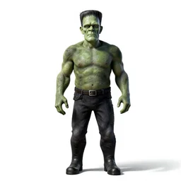fierce frankenstein's monster, studio photography, full body, standing, isolated on a pure white background, centered, whole figure in frame, sharp focus, studio lighting