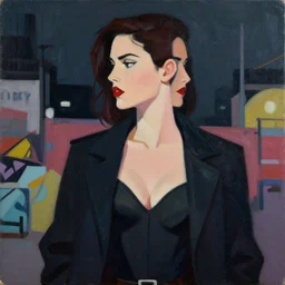 greg manchess portrait painting of a sexy spy girl medium shot, asymmetrical, profile picture, organic painting, night time, matte painting, bold shapes, hard edges, street art, trending on artstation, by huang guangjian and gil elvgren and sachin teng