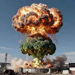 nuclear explosion with a broccoli mushroom cloud