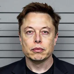 a mugshot of Elon musk