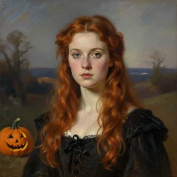 a portrait of a 🎃 in a scenic environment by gertrude abercrombie