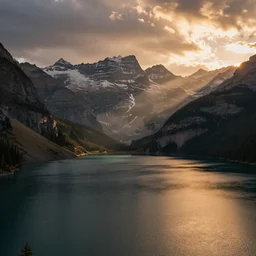 sunset lake over the mountains