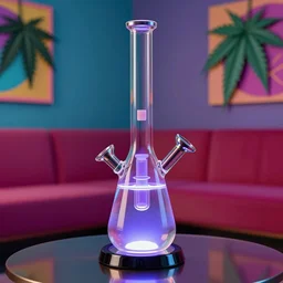 full spectrum of light hitting a majestic futuristic expensive glass bubbler percolator water bong, vibrant anrt nouveau cannabis background, two point perspective, furniture, high details, bold line art, by vincent di fate and joe fenton, inking, etching, screen print, masterpiece, trending on artstation, sharp, high contrast, hyper - detailed,, hd, 4 k, 8 k