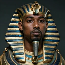 Kanye West as pharaoh, portrait, 40mm lens, shallow depth of field, close up, split lighting, cinematic