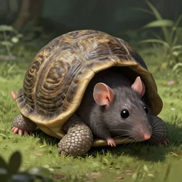 a rat in a tortoise shell style of junji ito