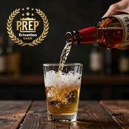 photo of a beer bottle being poured into a glass, ultra realistic, cinematic lighting, ray tracing, ultra detailed, manly design, award winning photography, trending on artstation