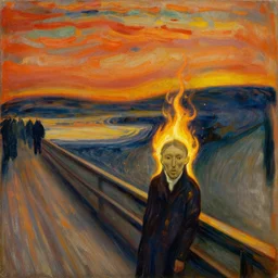 the evening burns in flames, by edvard munch oil painting
