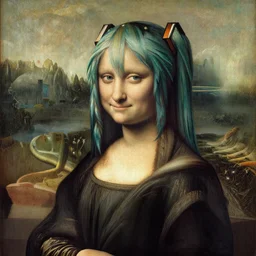 a renaissance-era painting of Hatsune Miku, beautiful detail, painted by Leonardo Da Vinci