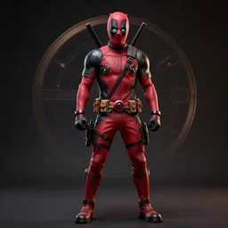 full body pose, hyperrealistic photograph of deadpool, dim volumetric lighting, 8 k, octane beautifully detailed render, extremely hyper detailed, intricate, epic composition, cinematic lighting, masterpiece, trending on artstation, very very detailed, stunning, hdr, smooth, sharp focus, high resolution, award, winning photo, dslr, 5 0 mm