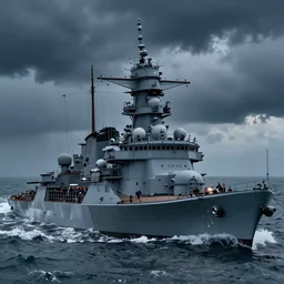 a naval battle with battleships and submarines on a stormy evening, high detail, high definition, photorealistic, 8k,