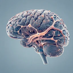 A dendritic network of neurons coming from a large brain + concept art + by Noah Bradley