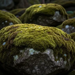 moss gathering on a rolling stone