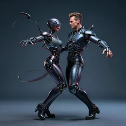 cybernetic venom dancing - with rick - astley, hyperrealism, 8 k