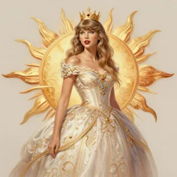 taylor swift as a princess of sun, intricate, elegant, highly detailed, digital painting, artstation, concept art, smooth, sharp focus, illustration, art by frank frazetta, william mortensen, arny freytag
