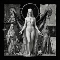 satanic ritual, surrealistic collage art