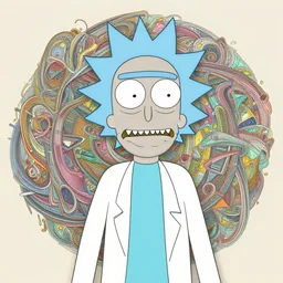 fantasy portrait of rick from rick & morty, intricate abstract. intricate artwork, by greg rutkowski, wlop, beeple, dan mumford. concept art, octane render, trending on artstation, greg rutkowski very coherent symmetrical artwork. cinematic, key art, hyper realism, high detail, octane render, 8 k, iridescent accents