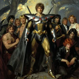 voltron in the style of wayne barlowe, gustav moreau, peter mohrbacher, bussiere, roberto ferri, santiago caruso, luis ricardo falero, austin osman spare, boris vallejo, hajime sorayama, frazetta