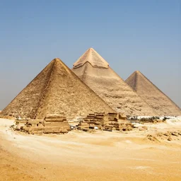 wide angle view, godzilla ruins pyramid giza, photorealistic, insanely detailed, daylight, tele photo lens, 8 k