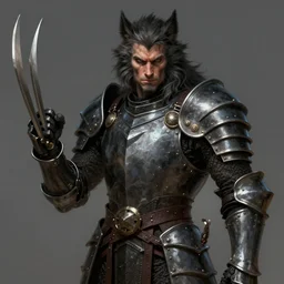 portrait, werewolf man, wearing a dark heavy plate armor, wielding, long sharp claws, chestplate, rpg game, main character, detailed, digital painting, artstation, sharp focus, illustration, tomasz alen kopera, peter mohrbacher, donato giancola, joseph christian leyendecker, wlop, frank frazetta