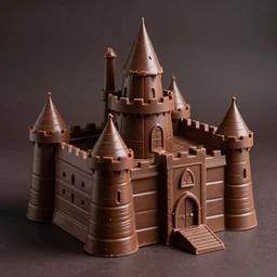 open angle photo of a castle made of chocolate,