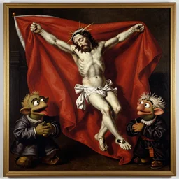the muppets in the painting Flagellation of Christ by Caravaggio,