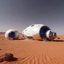 wide angle view, mars one mission, nasa, futuristic colony habitat shells