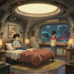 a hyperrealist photography of a futuristic cozy bedroom by victor enrich and ralph mcquarrie and studio ghibli and ian mcque, octane render, artstation, masterpiece