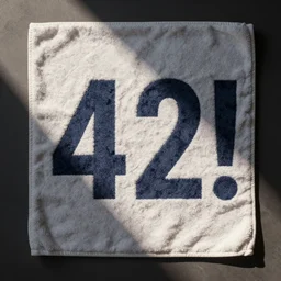 a towel, the number!!! 4 2!!!, forty two
