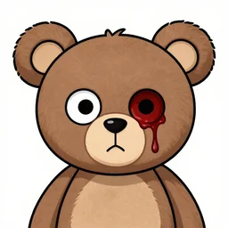 grunge cartoon drawing of a teddy bear with bloody eyes by - danny phantom, loony toons style, horror theme, detailed, elegant, intricate