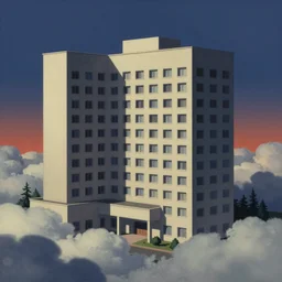 a psychedelic hallucination of a brutalist hotel in the atmosphere clouds of venus, by kawase hasui, moebius, edward hopper, colorful flat surreal design, dramatic lighting, hd, 8 k, artstation